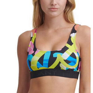 DKNY Printed Stretch Swimsuit Top Multi Size XS 5097